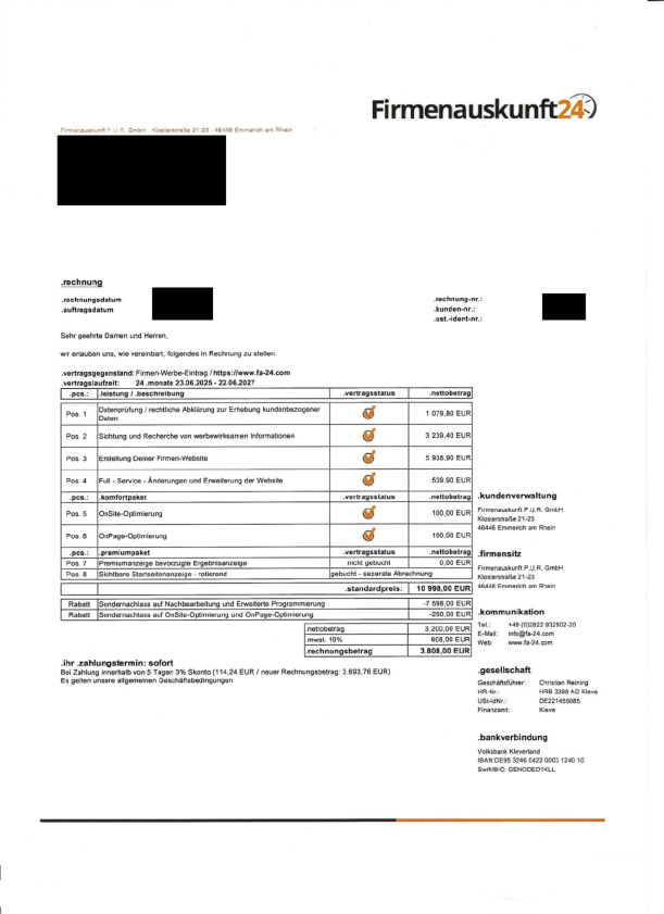 Rechnung Firmenauskunft24